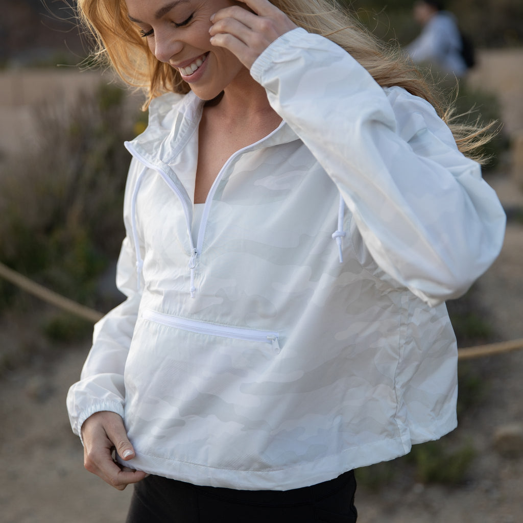 White Camo Crop Windbreaker